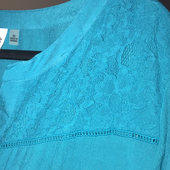 NY Collection Woman Top, Teal, Sz 3X, NWT! - Picture 5 of 11